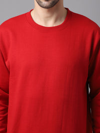 Mack Jonney Fleece Round Neck Maroon Sweatshirt for Men