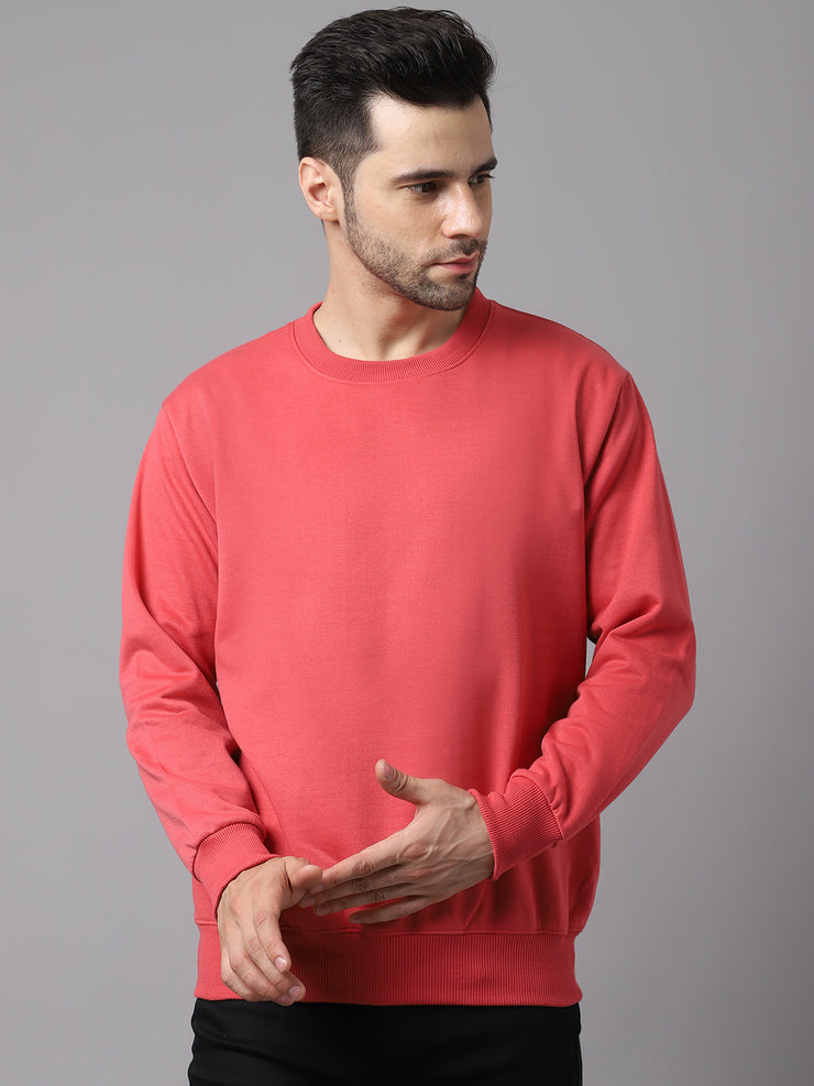 Mack Jonney Fleece Round Neck Pink Sweatshirt for Men