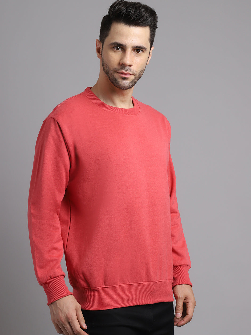 Mack Jonney Fleece Round Neck Pink Sweatshirt for Men