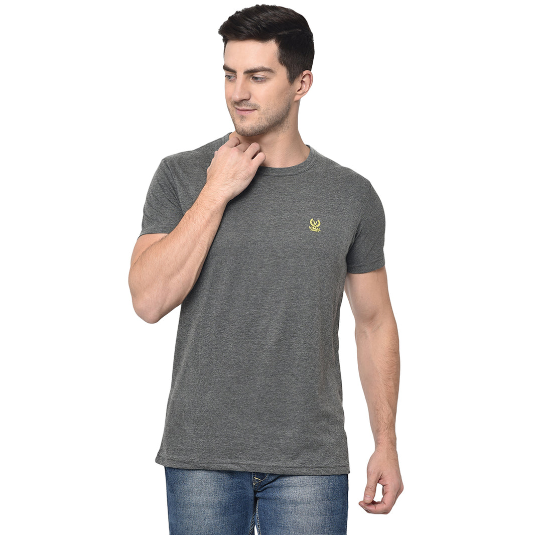 Mack Jonney Round Neck Grey T-shirt For Men's