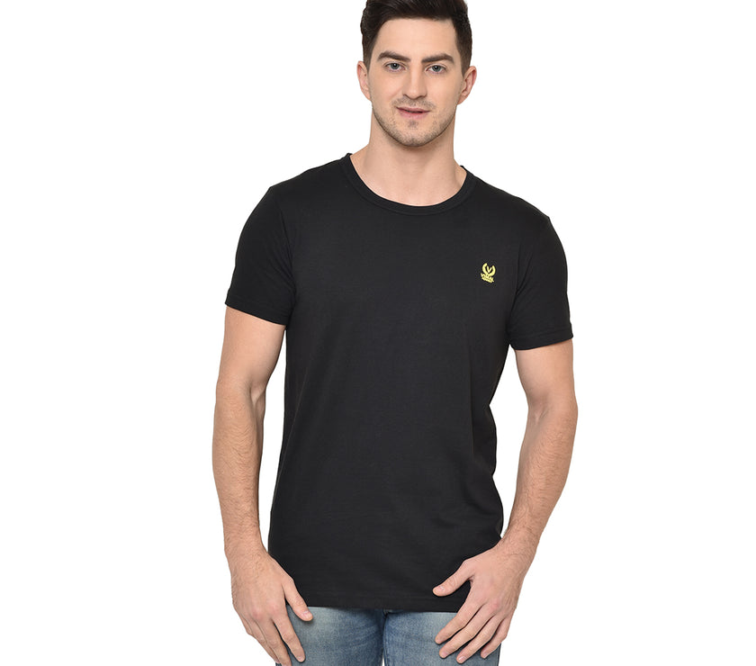 Mack Jonney Round Neck Black T-shirt For Men's