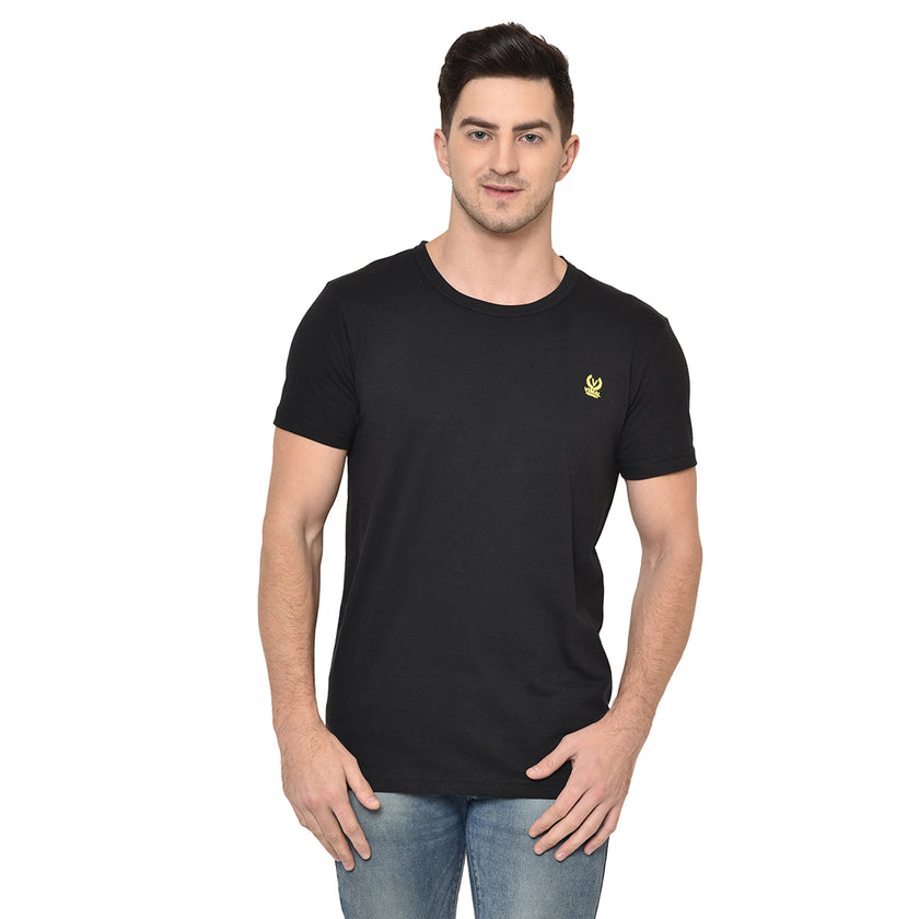 Mack Jonney Round Neck Black T-shirt For Men's