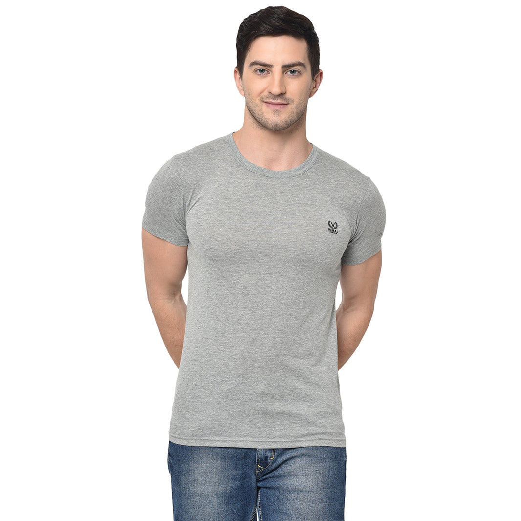 Mack Jonney Round Neck Silver T-shirt For Men's