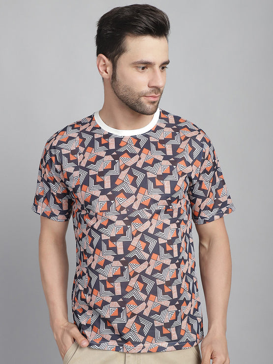 Mack Jonney Printed White Round Neck Cotton Oversize Half sleeves Tshirt For Men