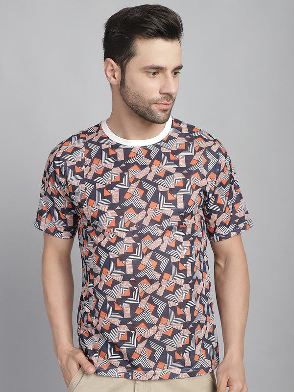 Mack Jonney Printed White Round Neck Cotton Oversize Half sleeves Tshirt For Men