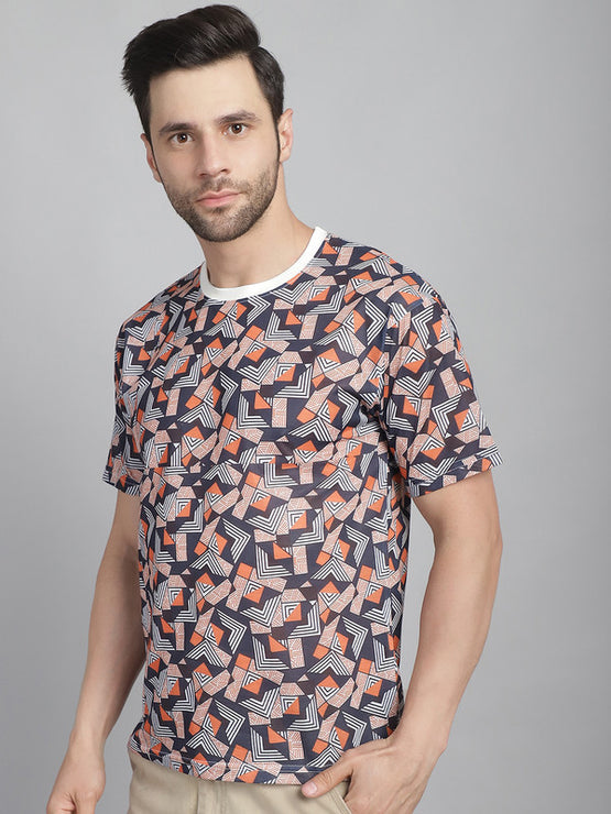 Mack Jonney Printed White Round Neck Cotton Oversize Half sleeves Tshirt For Men