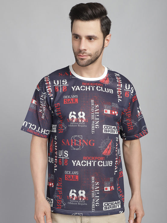 Mack Jonney Printed White Round Neck Cotton Oversize Half sleeves Tshirt For Men