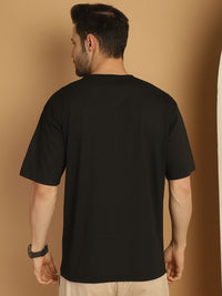 Mack Jonney Printed Black Round Neck Cotton Oversize Half sleeves Tshirt For Men