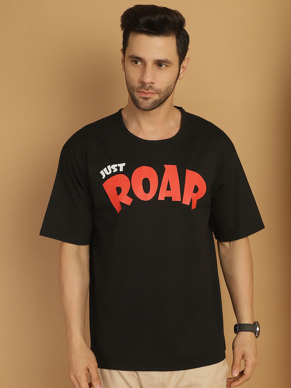 Mack Jonney Printed Black Round Neck Cotton Oversize Half sleeves Tshirt For Men