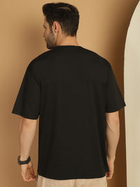 Mack Jonney Printed Black Round Neck Cotton Oversize Half sleeves Tshirt For Men