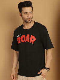 Mack Jonney Printed Black Round Neck Cotton Oversize Half sleeves Tshirt For Men