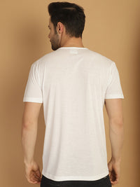 Mack Jonney Printed White Round Neck Cotton Half sleeves Tshirt For Men