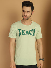 Mack Jonney Printed Green Round Neck Cotton Half sleeves Tshirt For Men