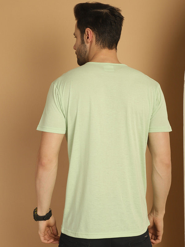 Mack Jonney Printed Green Round Neck Cotton Half sleeves Tshirt For Men