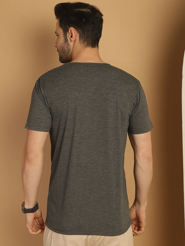 Mack Jonney Printed Grey Round Neck Cotton Half sleeves Tshirt For Men