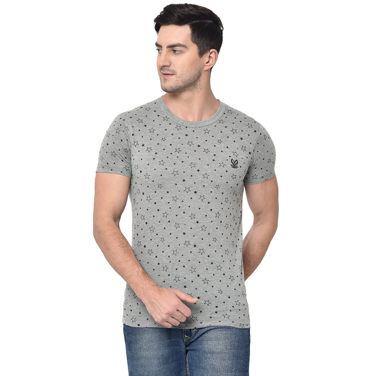 Mack Jonney Round Neck Grey T-shirt For Men's
