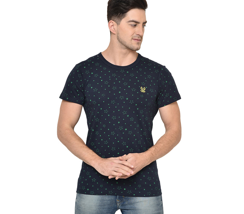 Mack Jonney Round Neck Dark Blue T-shirt For Men's