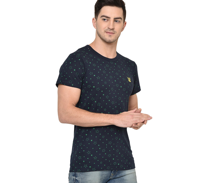 Mack Jonney Round Neck Dark Blue T-shirt For Men's