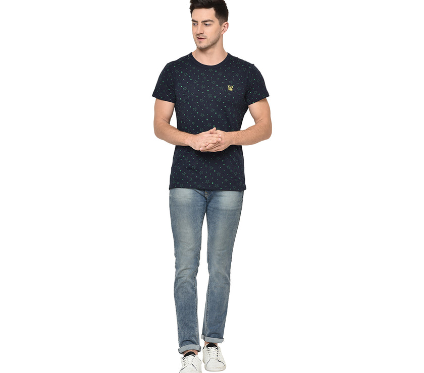 Mack Jonney Round Neck Dark Blue T-shirt For Men's