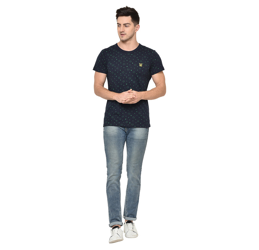Mack Jonney Round Neck Dark Blue T-shirt For Men's
