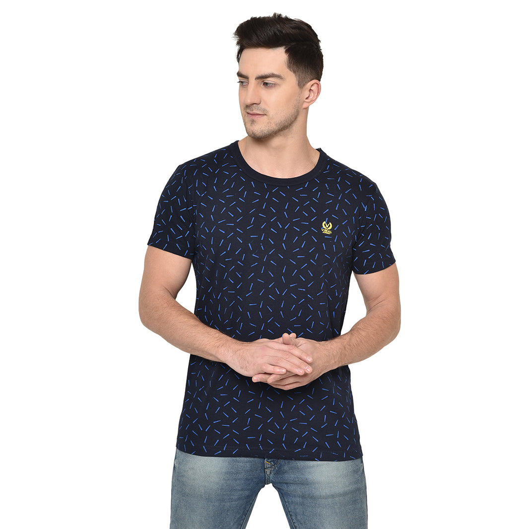 Mack Jonney Round Neck Dark Blue T-shirt For Men's