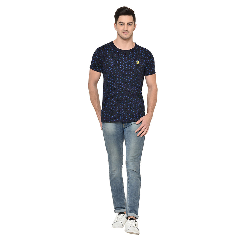Mack Jonney Round Neck Dark Blue T-shirt For Men's