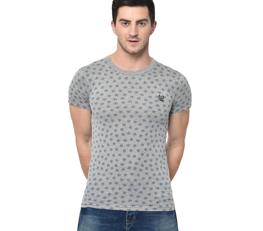 Mack Jonney Round Neck Grey T-shirt For Men's