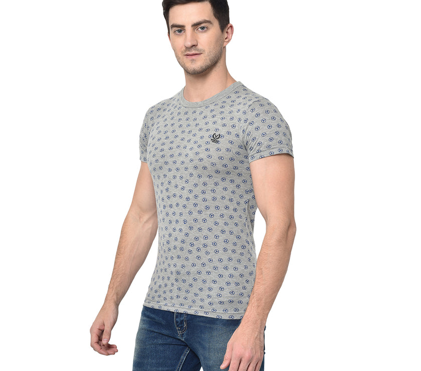 Mack Jonney Round Neck Grey T-shirt For Men's
