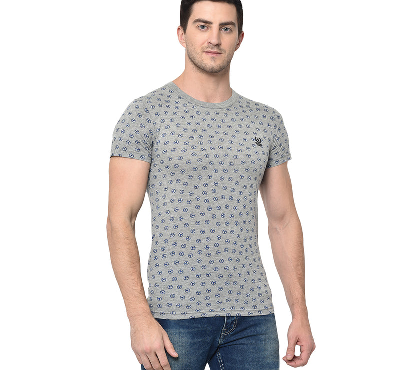 Mack Jonney Round Neck Grey T-shirt For Men's