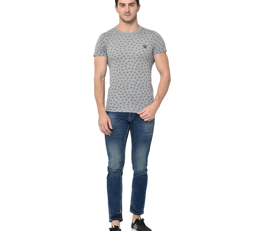 Mack Jonney Round Neck Grey T-shirt For Men's