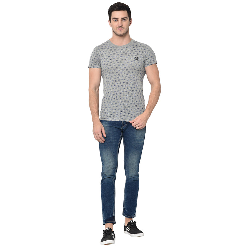 Mack Jonney Round Neck Grey T-shirt For Men's