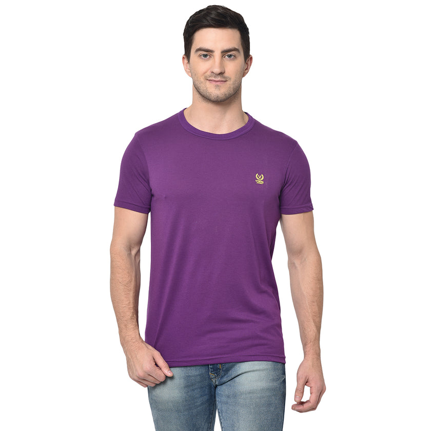 Mack Jonney Round Neck Purple T-shirt For Men's