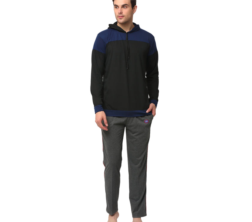 Mack Jonney Black Grey Night Suit For Men's