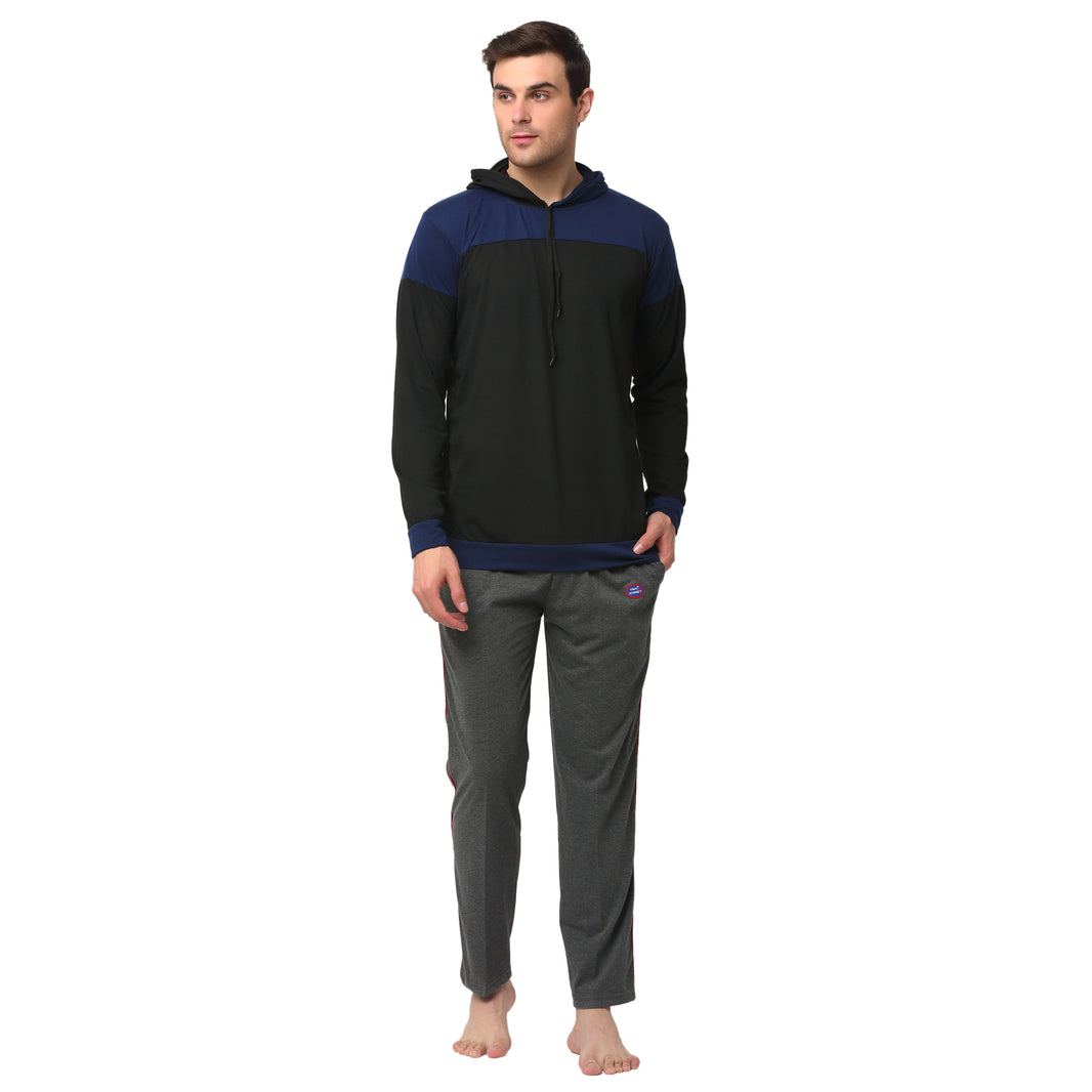 Mack Jonney Black Grey Night Suit For Men's