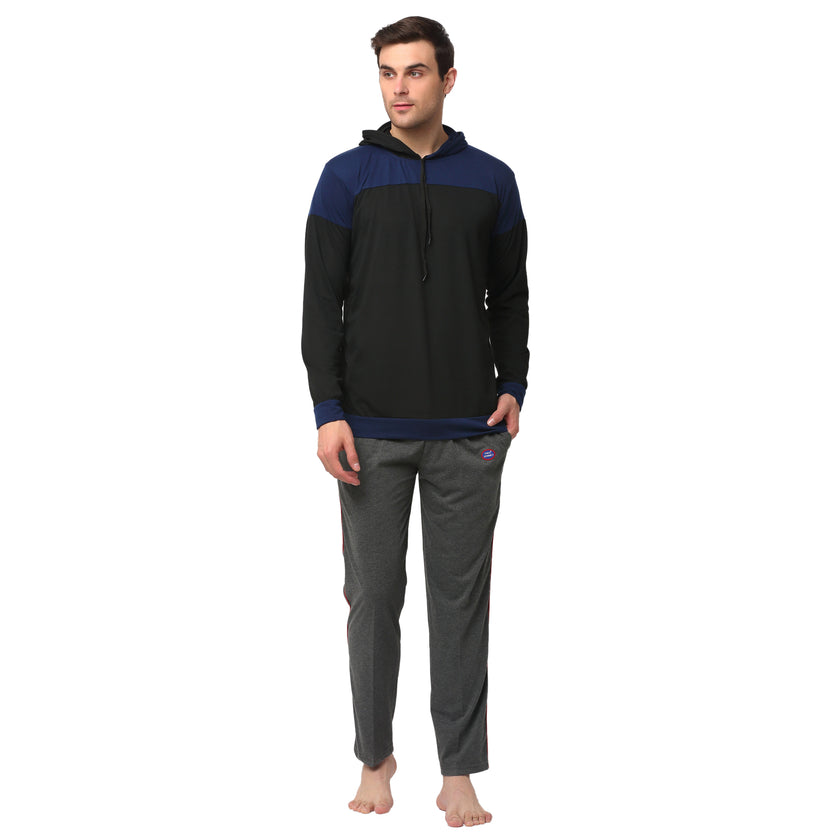 Mack Jonney Black Grey Night Suit For Men's