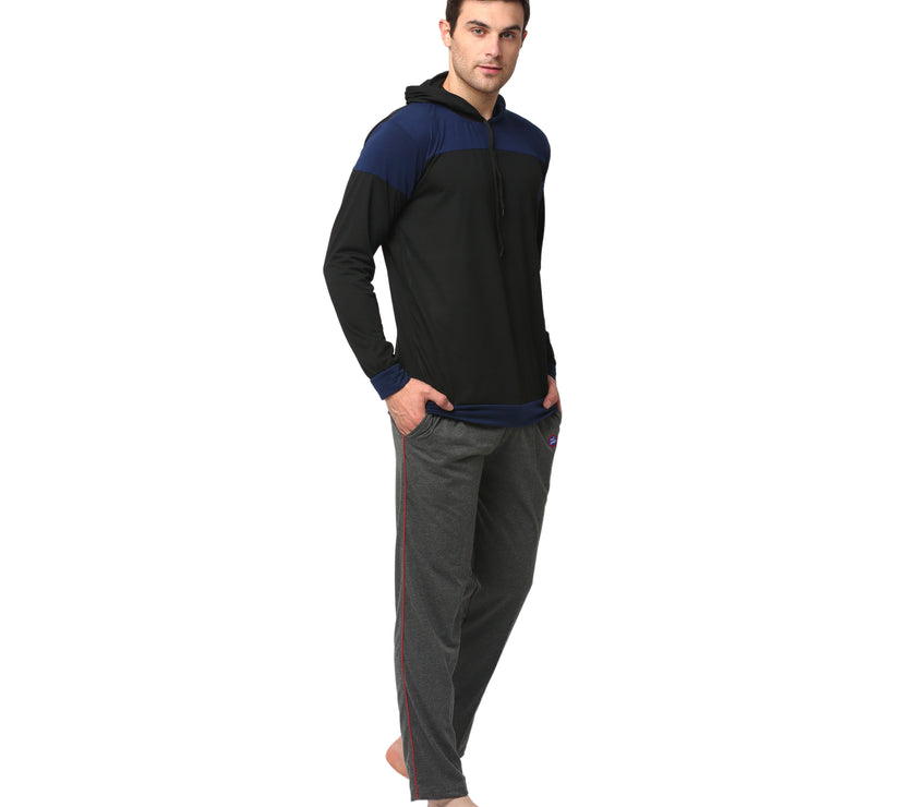 Mack Jonney Black Grey Night Suit For Men's
