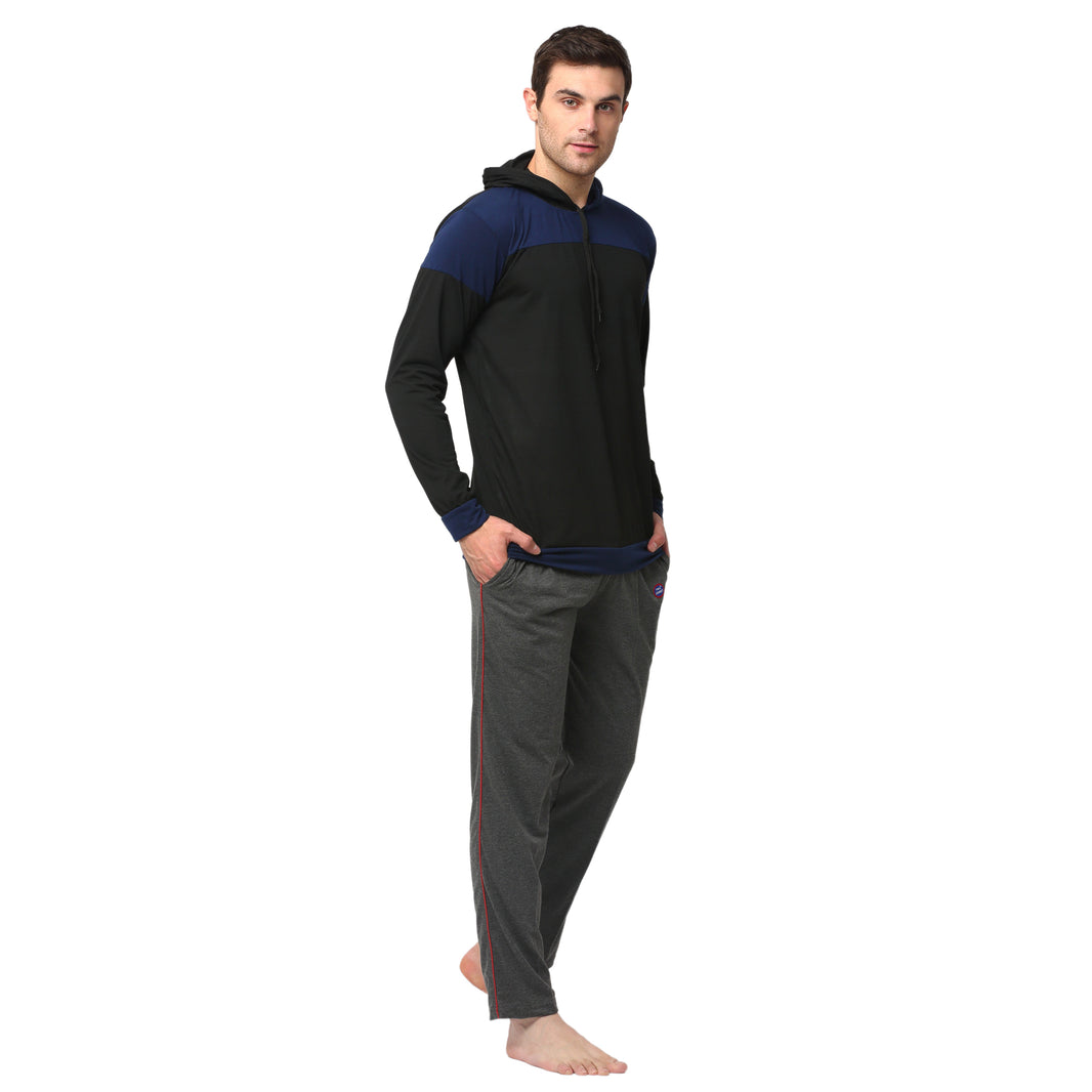 Mack Jonney Black Grey Night Suit For Men's
