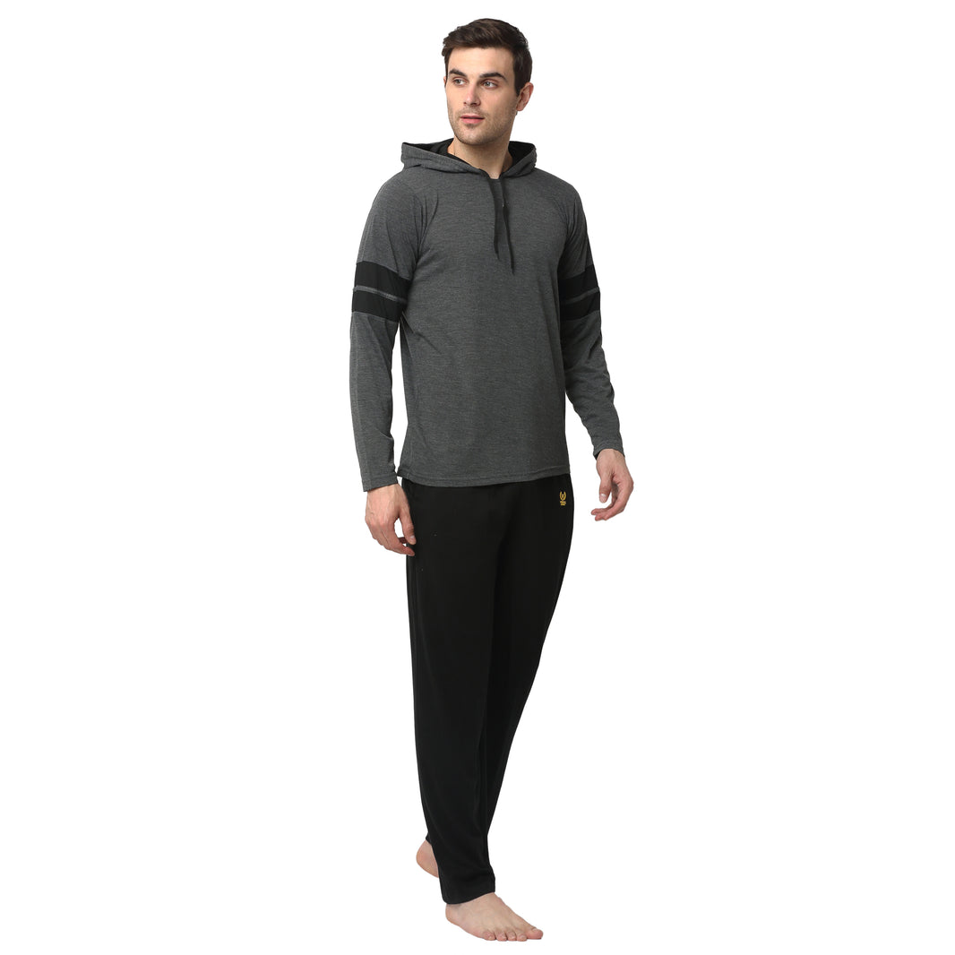 Mack Jonney Grey Black Night Suit For Men's