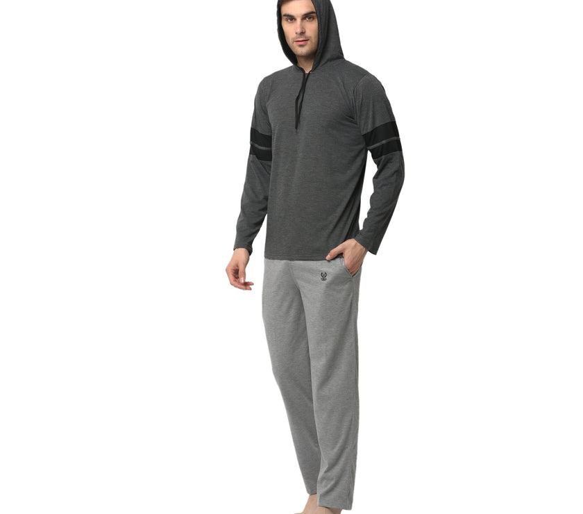 Mack Jonney Grey Silver Night Suit For Men's