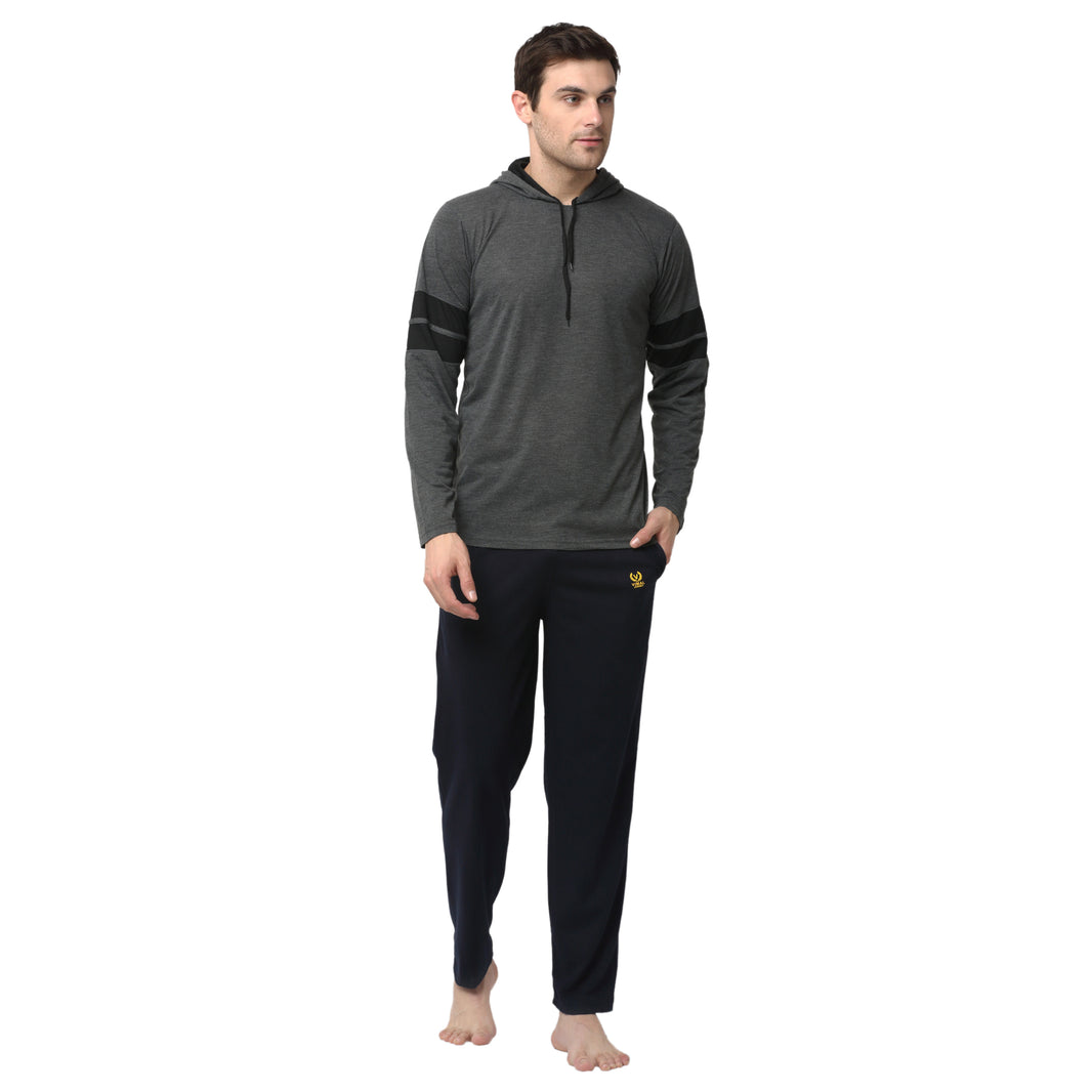 Mack Jonney Grey Dark Blue Night Suit For Men's