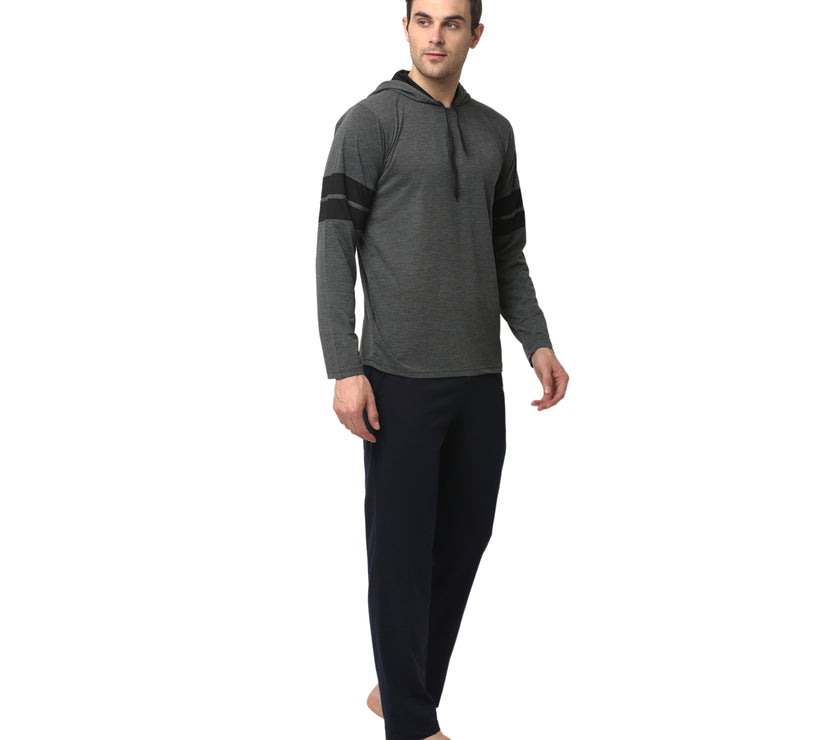 Mack Jonney Grey Dark Blue Night Suit For Men's