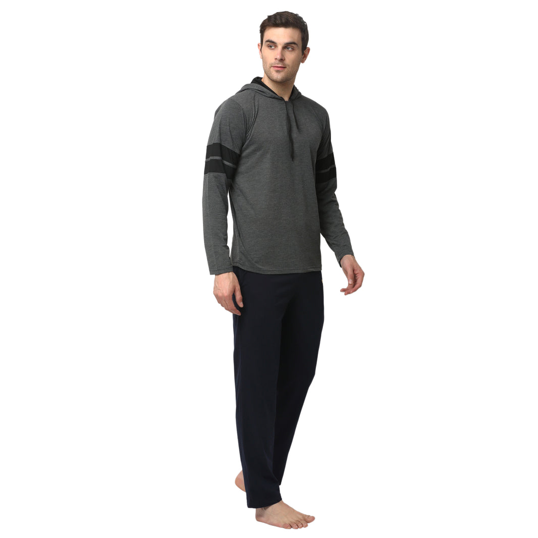 Mack Jonney Grey Dark Blue Night Suit For Men's