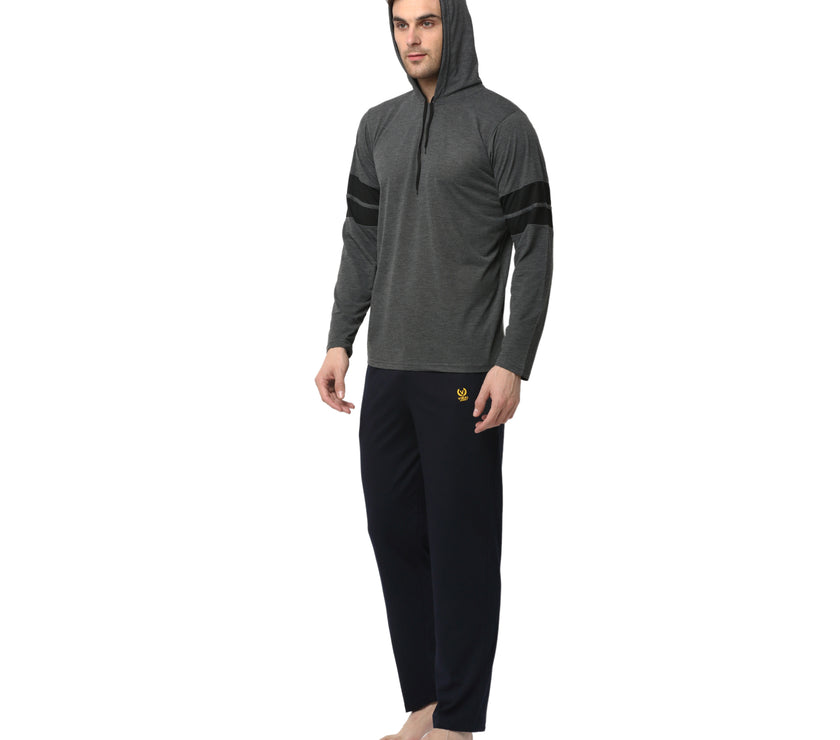 Mack Jonney Grey Dark Blue Night Suit For Men's