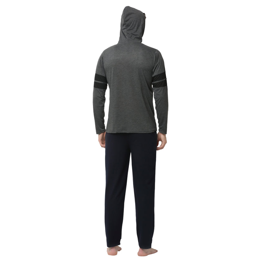 Mack Jonney Grey Dark Blue Night Suit For Men's
