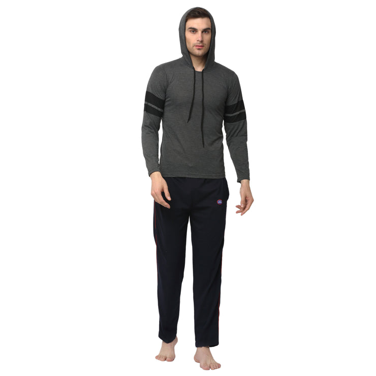 Mack Jonney Grey Dark Blue Night Suit For Men's