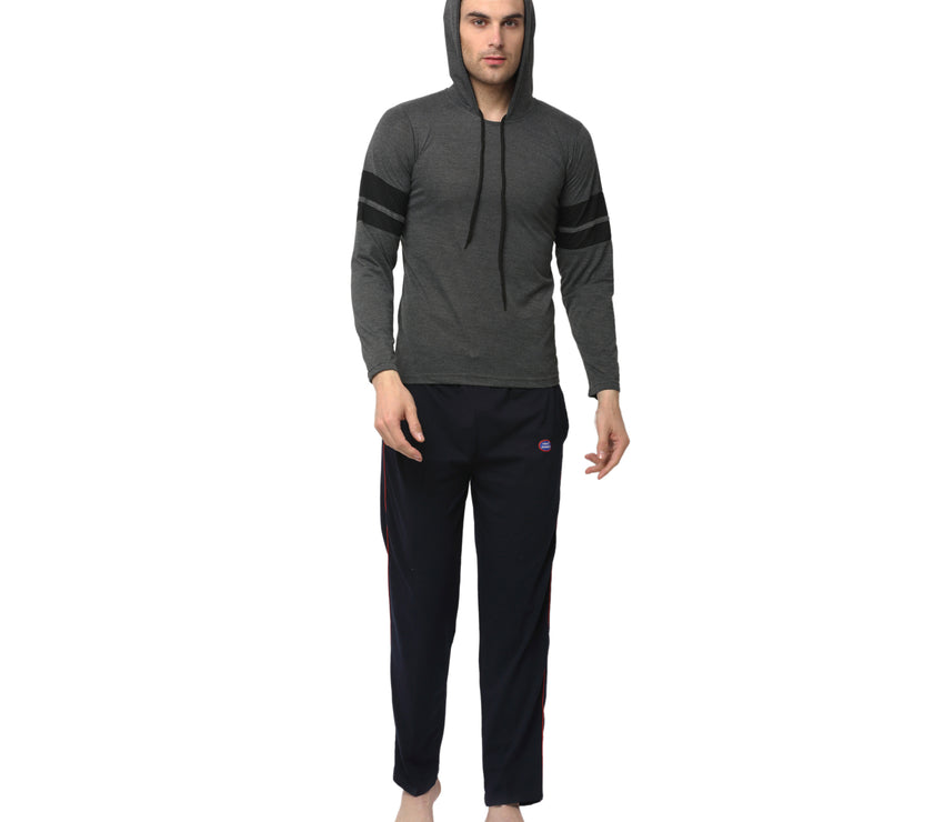 Mack Jonney Grey Dark Blue Night Suit For Men's