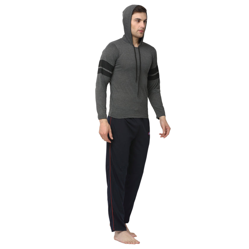 Mack Jonney Grey Dark Blue Night Suit For Men's