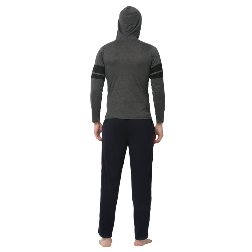 Mack Jonney Grey Dark Blue Night Suit For Men's