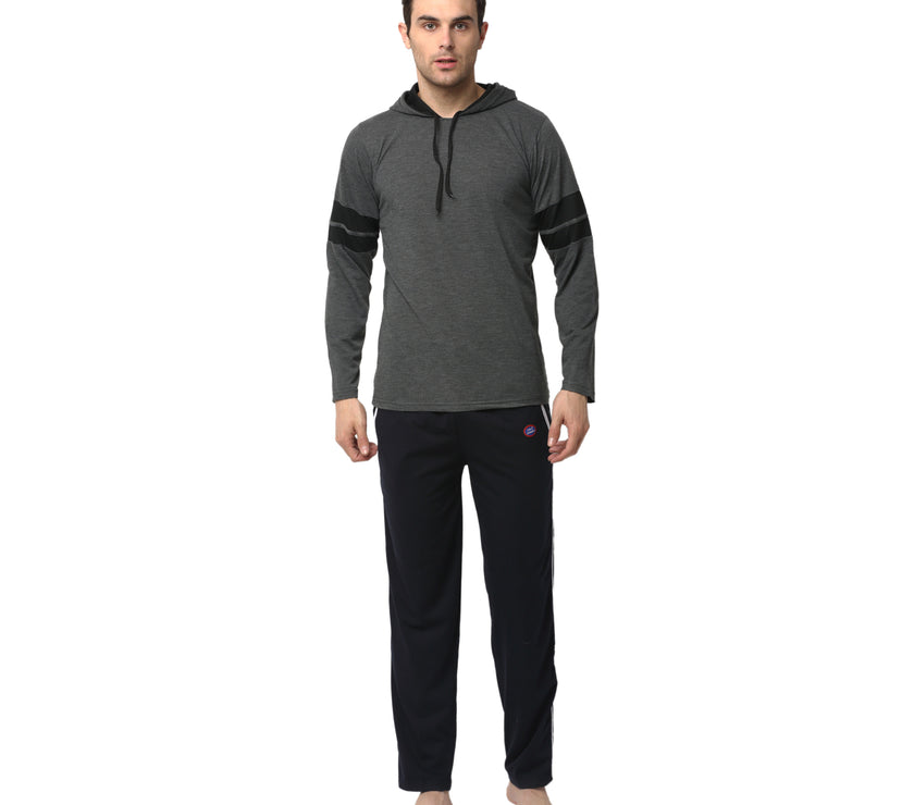 Mack Jonney Grey Dark Blue Night Suit For Men's
