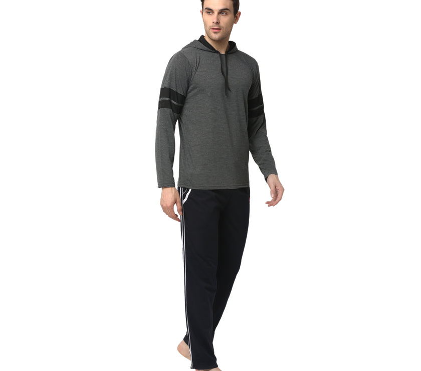 Mack Jonney Grey Dark Blue Night Suit For Men's
